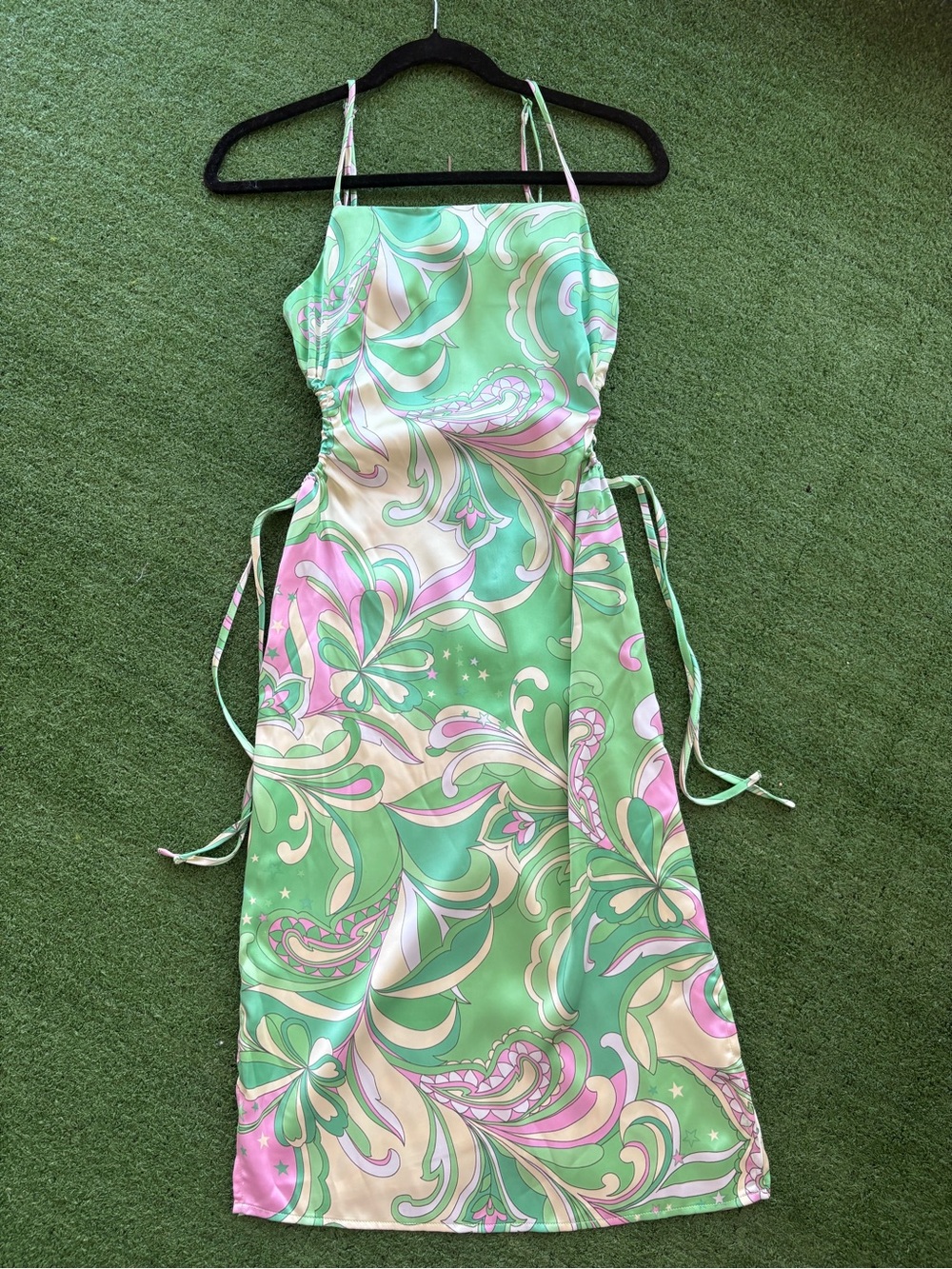 Christian Lacroix Mint, Pink & Cream Paisley Halter Midi Dress